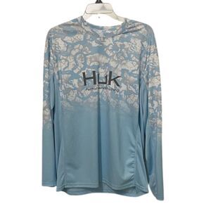 Huk Fishing Blue and White Icon X Reef Fade Performance Shirt Mens Size Large